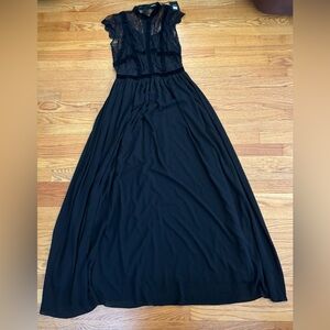 Miusol Dress Women’s Medium Black Lace/Suede Top Lined Maxi Evening Formal New